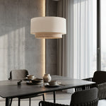 Load image into Gallery viewer, Boho Jute &amp; Metal Round Pendant Light