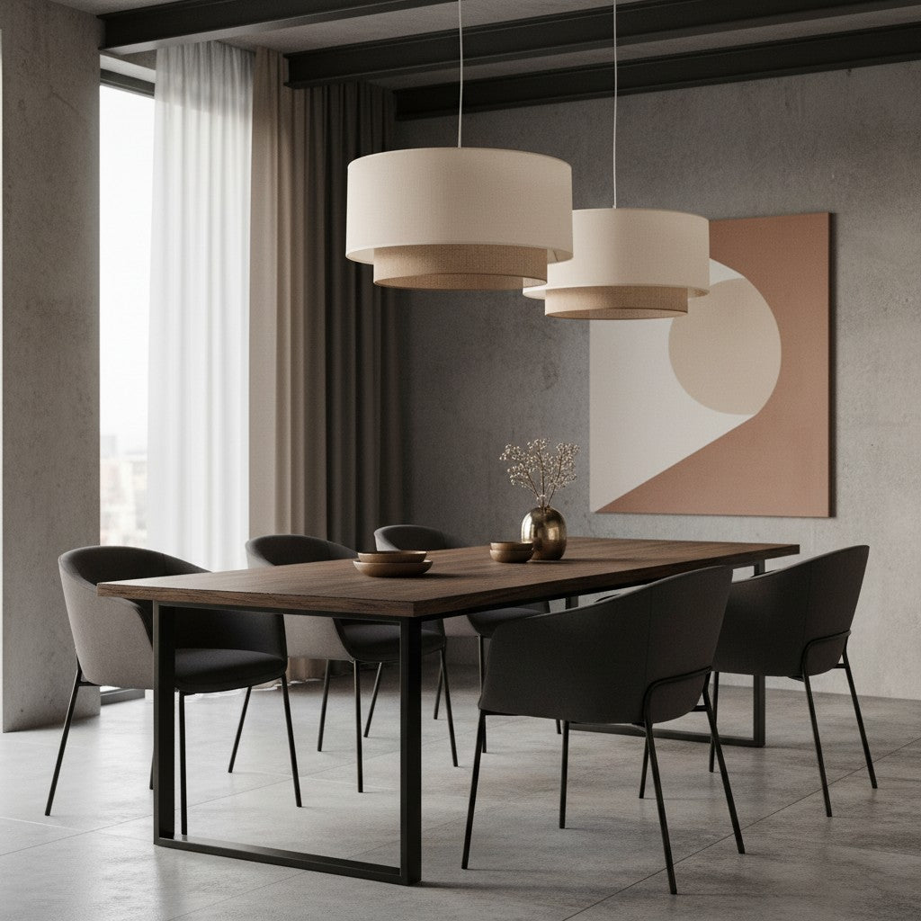 Boho Jute & Metal Round Pendant Light
