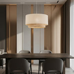 Load image into Gallery viewer, Boho Jute &amp; Metal Round Pendant Light
