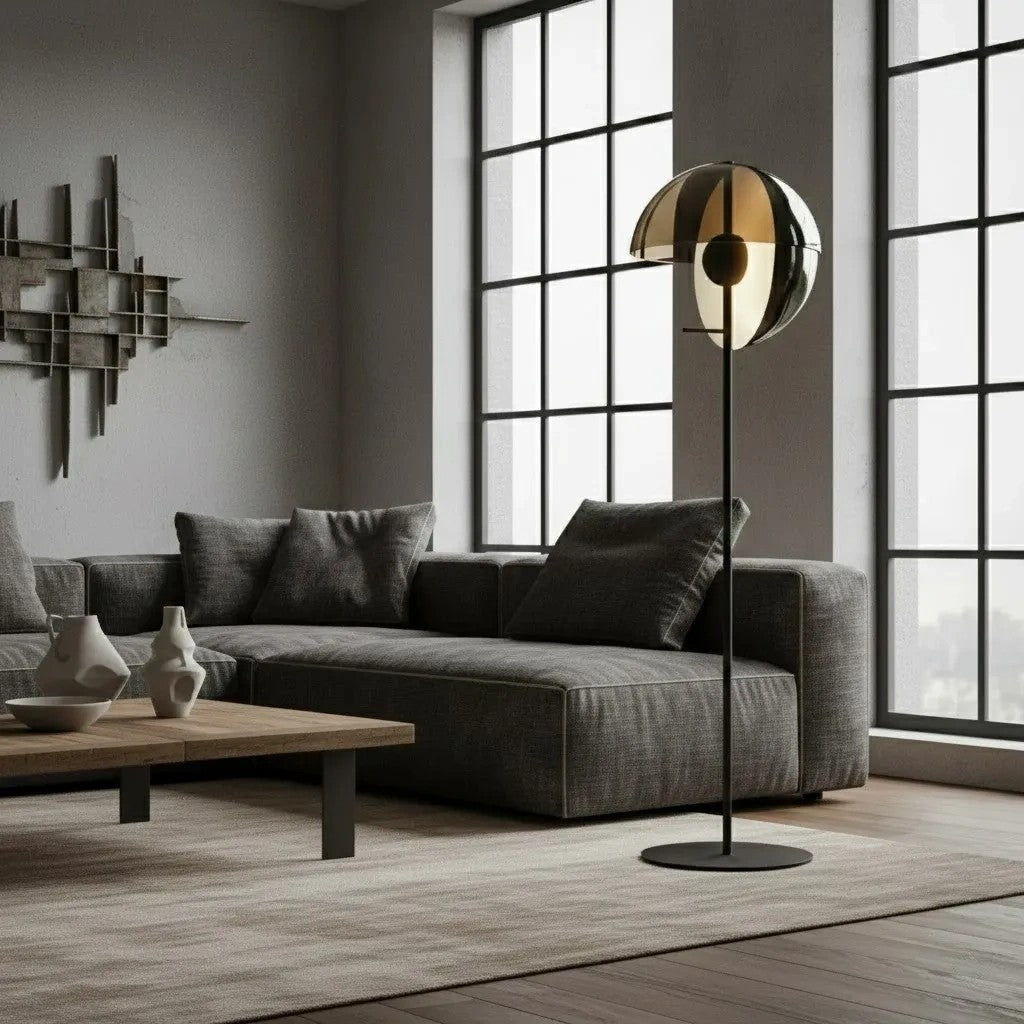 Industrial Metal & Wood Tall Floor Lamp