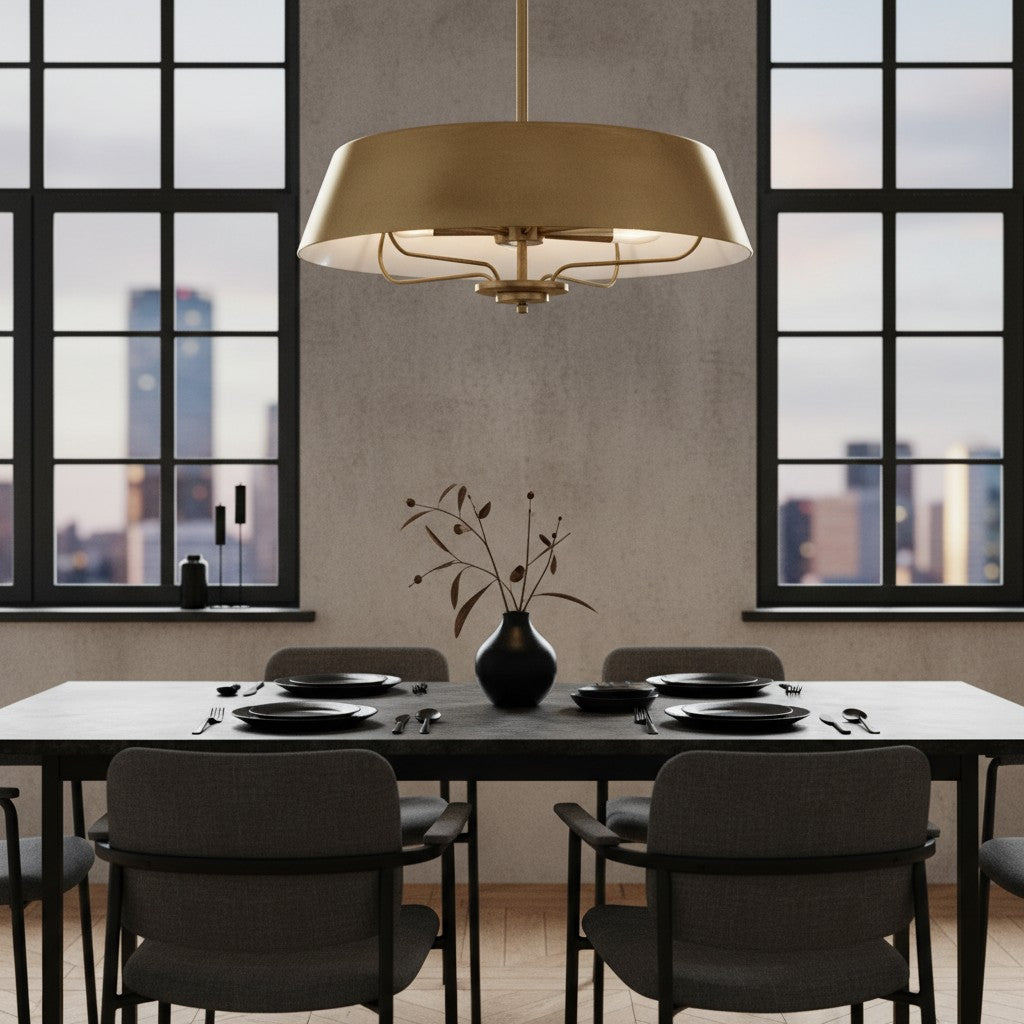 Industrial Brushed Brass Cone Pendant Light