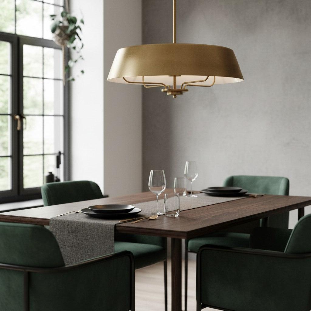 Industrial Brushed Brass Cone Pendant Light