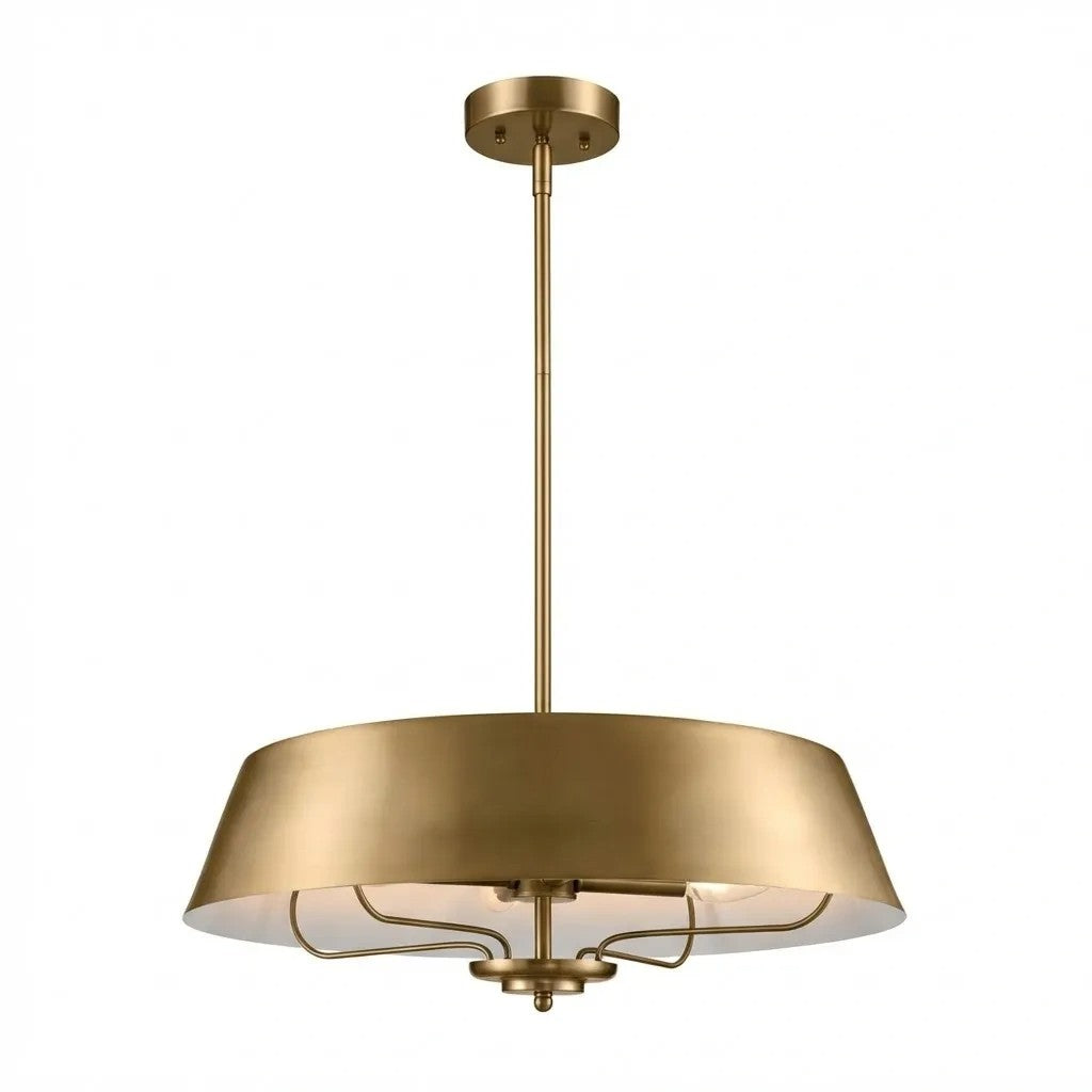 Industrial Brushed Brass Cone Pendant Light