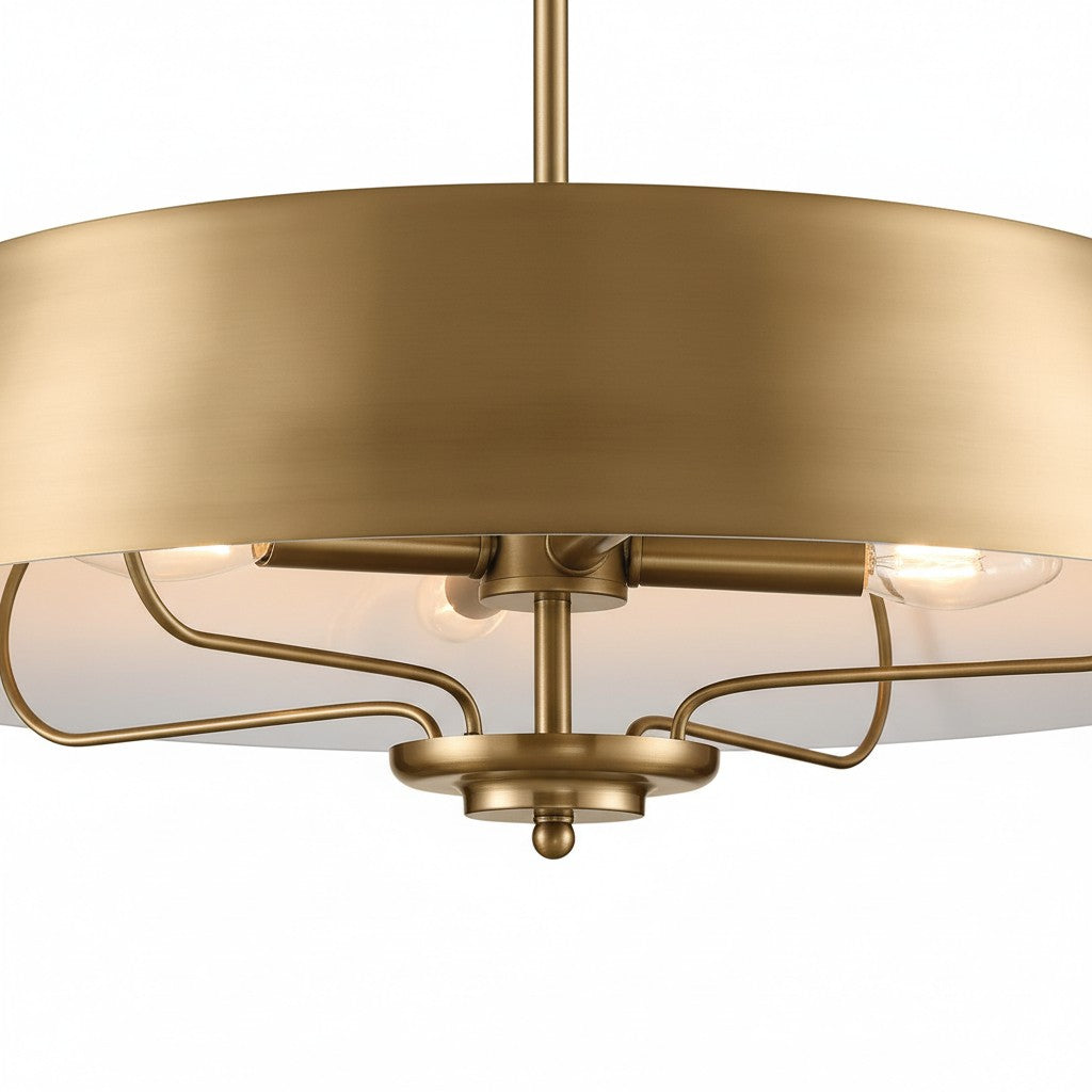 Industrial Brushed Brass Cone Pendant Light