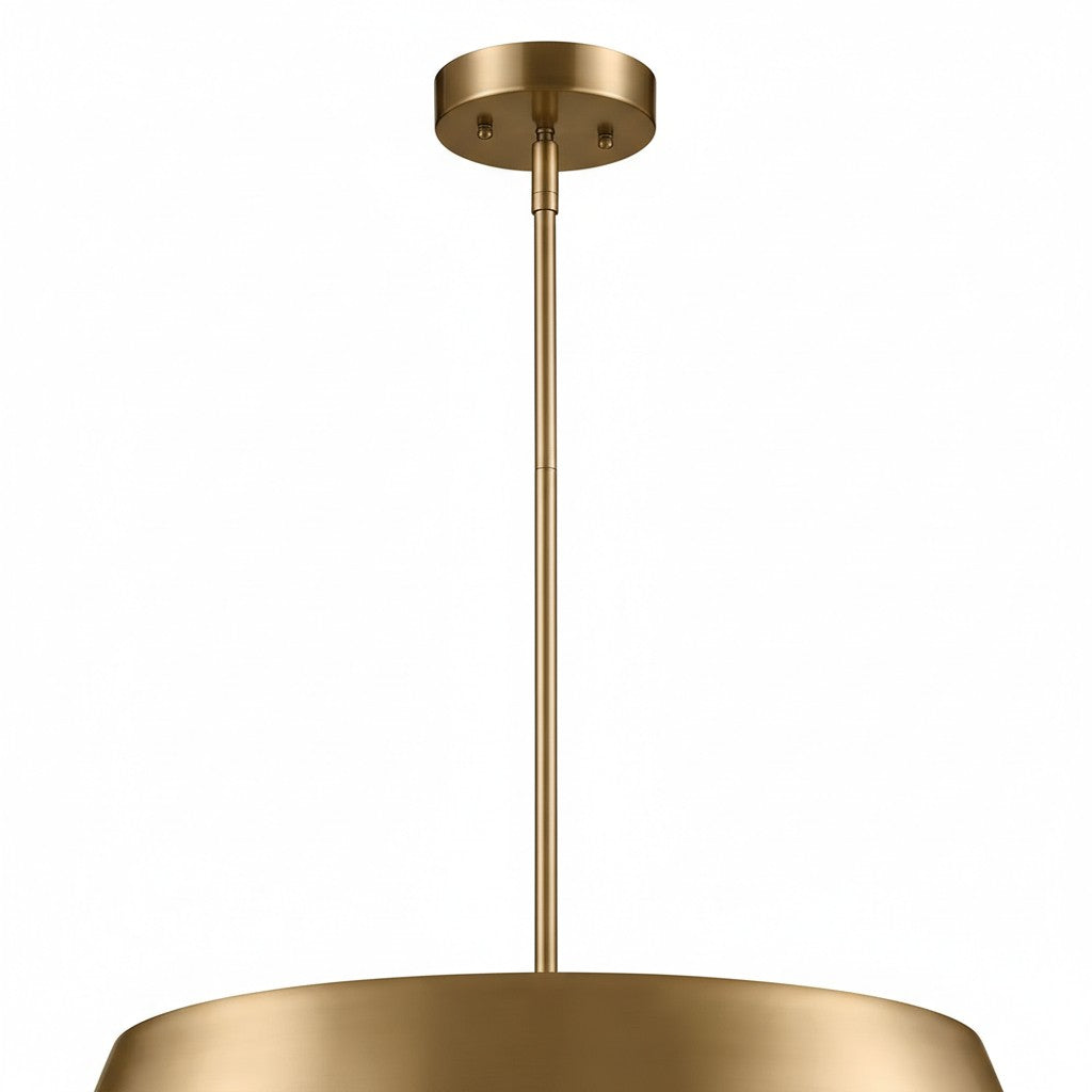 Industrial Brushed Brass Cone Pendant Light
