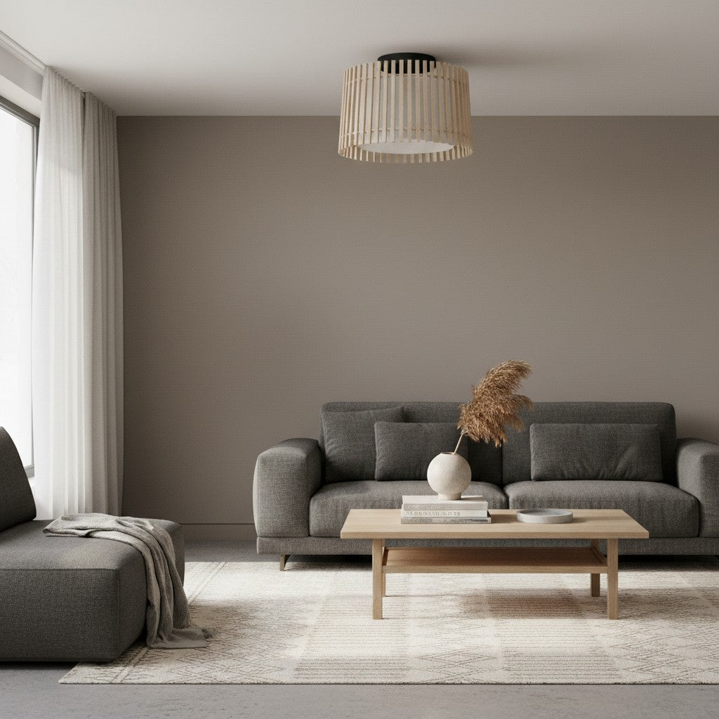 Modern Industrial Steel & Wood Ceiling Light