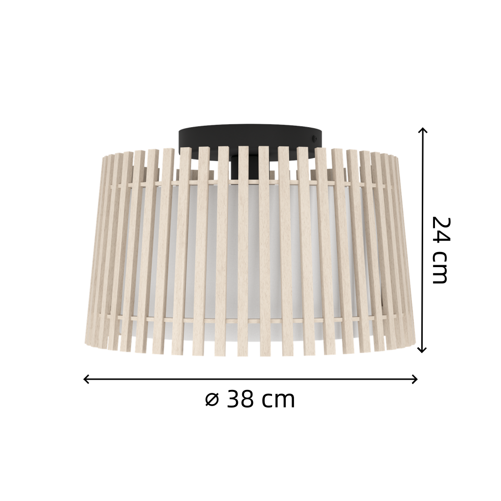Modern Industrial Steel & Wood Ceiling Light