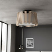 Modern Industrial Steel & Wood Ceiling Light