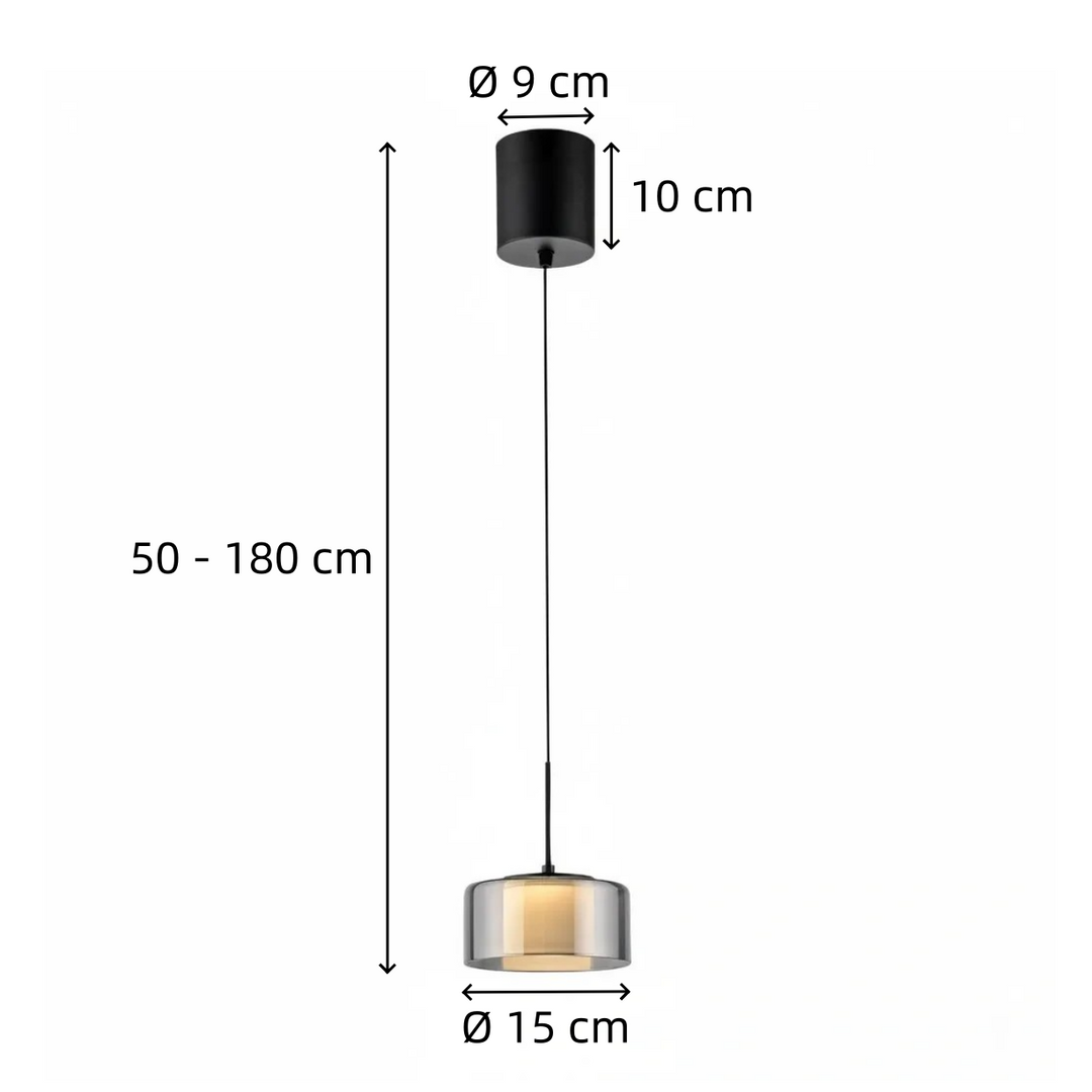 Modern LED Smoked Glass Globe Pendant Light