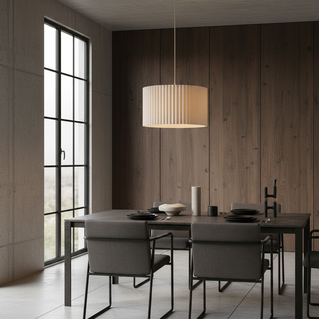 Modern Scandinavian Round Linen Pendant Light