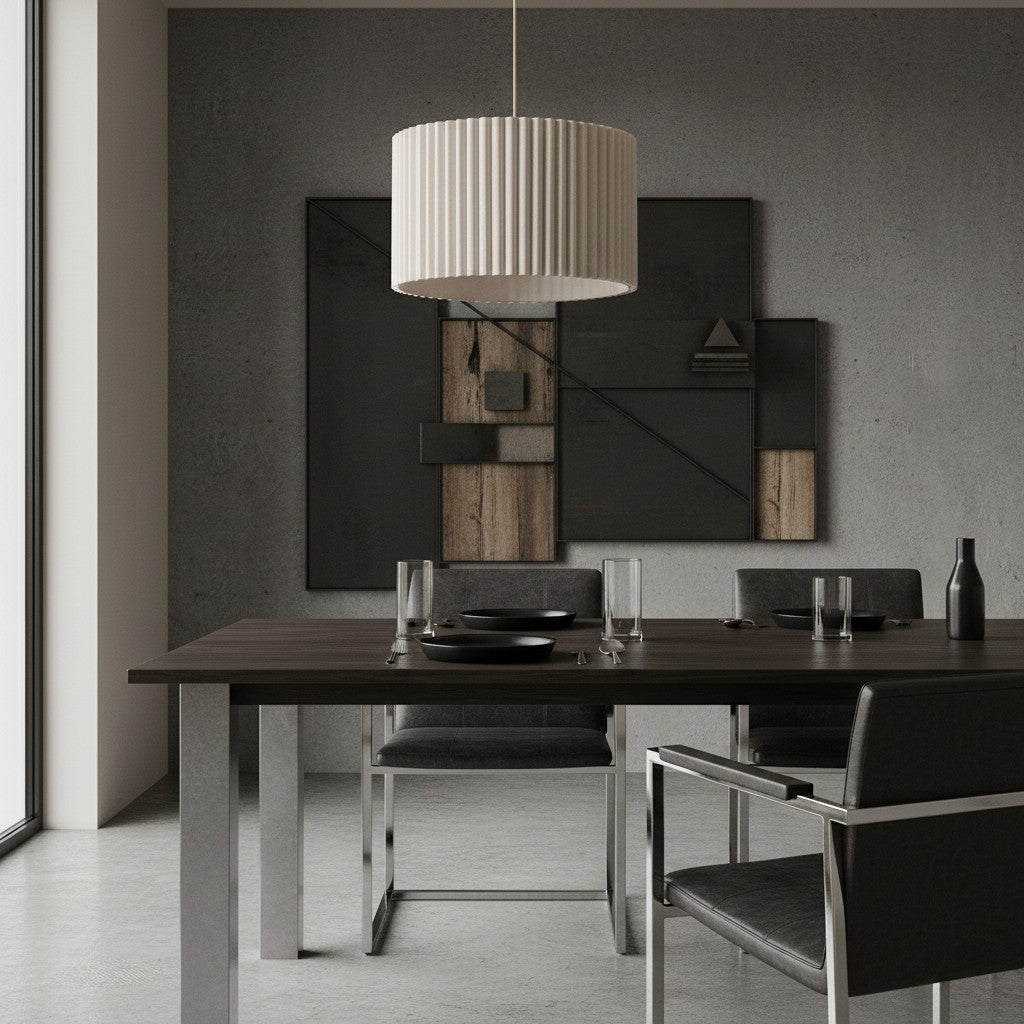 Modern Scandinavian Round Linen Pendant Light