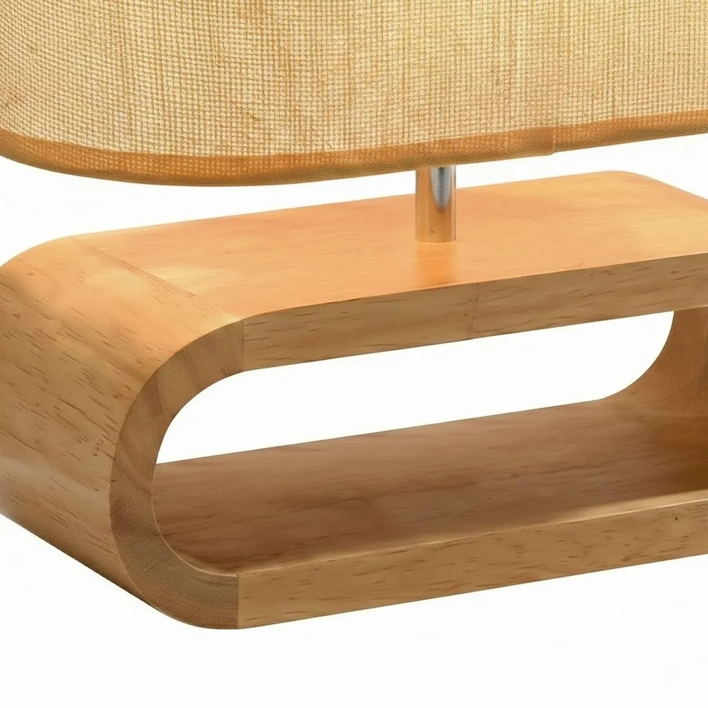 Scandinavian Natural Wood Round Table Lamp